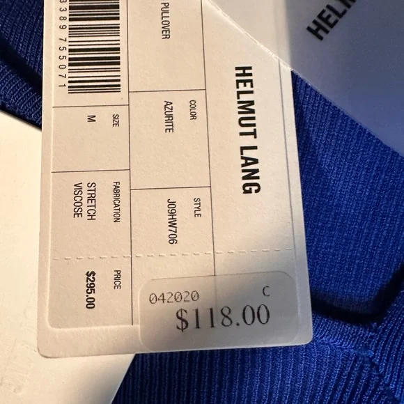 NWT Helmut Lang Vibrant Blue A-Symmetrical V-Neck Sweater - Picture 4 of 5